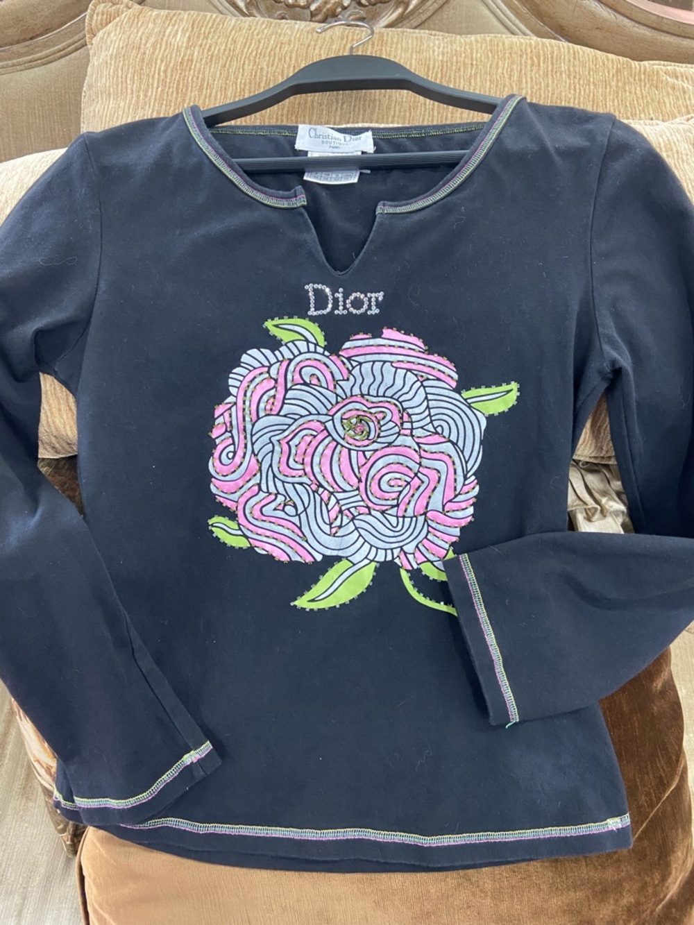 Vintage Christian Dior Boutique Paris top, 2000s John Galliano era with beading